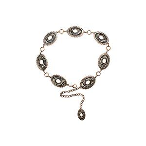 6567 Women's Center Stone Concho Lobster Claw Clasp Belt, Copper/white, Medium